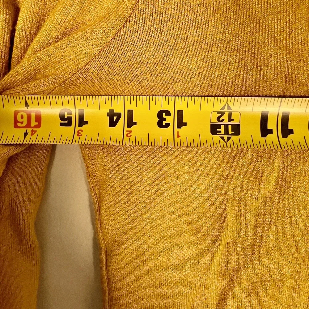 Madewell Mustard Yellow Puff Sleeve Scoop Neck Knit Top XS